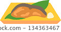 Hand-drawn food icon illustration: Grilled salmon 134363467