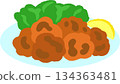 Hand-drawn food icon illustration: Fried chicken 134363481