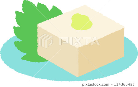 Hand-drawn food icon illustration: Tofu 134363485
