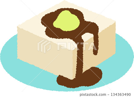 手繪食物圖示插圖：涼豆腐 134363490