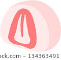 Hand-drawn food icon illustration: Strawberry Daifuku 134363491