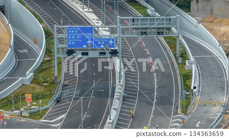 Dec 14 2025 Hong Kong Trunk Road T2 Highway Infrastructure Construction View Dec 14 2025 Hong Kong Trunk Road T2 Highway Infrastructure Construction View 134363659