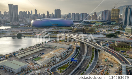 Dec 14 2025 Hong Kong Trunk Road T2 Highway Infrastructure Construction View 134363679