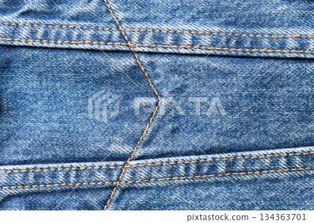 seam of blue denim texture background, jean fashion style seam of blue denim texture background, jean fashion style 134363701