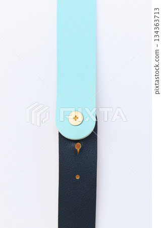 dark blue leather strap isolated on white background 134363713
