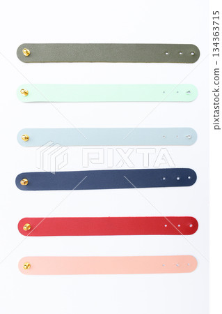 pastel colorful leather strap isolated on white background 134363715