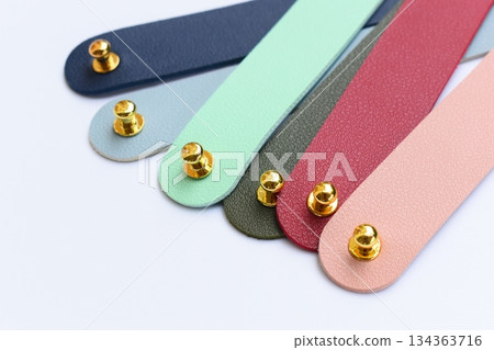 pastel colorful leather strap isolated on white background 134363716