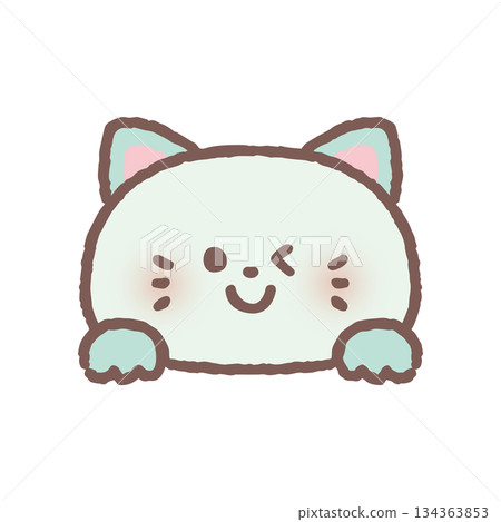 一隻貓突然冒出來，眨了眨眼。 134363853