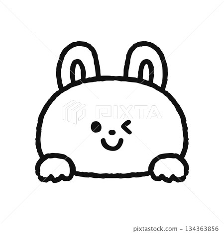 一隻兔子突然跳出來眨了眨眼——線描 一隻兔子突然跳出來眨了眨眼——線描 134363856