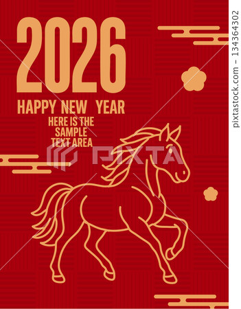 2026年新年賀卡，龍年，背景，馬 134364302