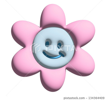 Illustration of smiling pastel flower in 3D for model, inflated merchandise, plants, tree, nature, garden, floral print, decorations, cartoon character, comic, mascot, patch, brooch, print, sticker Illustration of smiling pastel flower in 3D for model, inflated merchandise, plants, tree, nature, garden, floral print, decorations, cartoon character, comic, mascot, patch, brooch, print, sticker 134364409