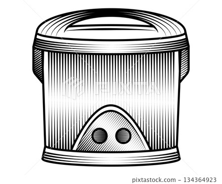 electric rice cooker illustration in vintage woodcut style black and white vector art kitchen appliance for steaming food retro machine object engraved drawing electric rice cooker illustration in vintage woodcut style black and white vector art kitchen appliance for steaming food retro machine object engraved drawing 134364923