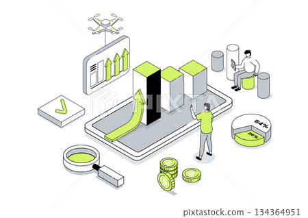 Business Strategy Isometric Concept Business Strategy Isometric Concept 134364951