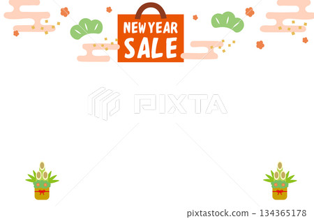 NEW YEAR SALE logo included | Kadomatsu and Japanese pattern frame template (New Year's sale POP) NEW YEAR SALE logo included | Kadomatsu and Japanese pattern frame template (New Year's sale POP) 134365178