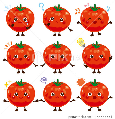 Tomato character facial expression set Tomato character facial expression set 134365331