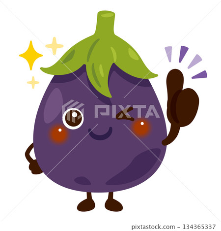 Eggplant character illustration giving a good sign Eggplant character illustration giving a good sign 134365337