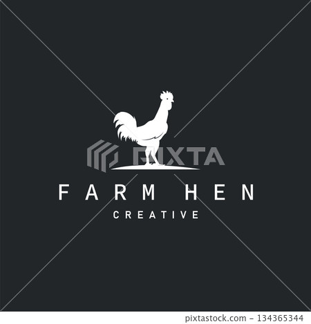 Chicken logo design for chicken farm with simple and minimalist black silhouette of livestock farmer, vector illustration template concept and poster Chicken logo design for chicken farm with simple and minimalist black silhouette of livestock farmer, vector illustration template concept and poster 134365344