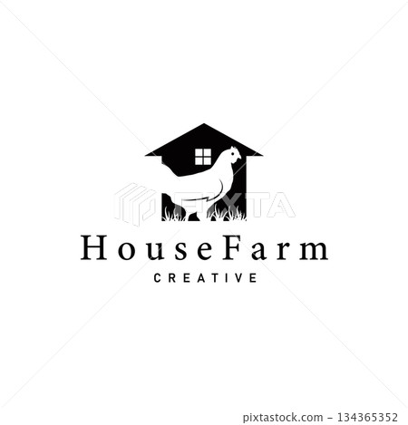 Chicken logo design for chicken farm with simple and minimalist black silhouette of livestock farmer, vector illustration template concept and poster Chicken logo design for chicken farm with simple and minimalist black silhouette of livestock farmer, vector illustration template concept and poster 134365352