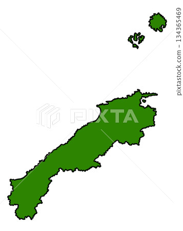 Map of Shimane Prefecture (green border) 134365469