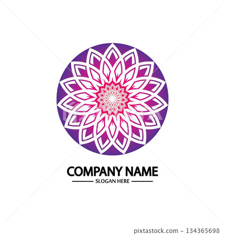 Flower logo. The circular logo. Logo of the flower. Stylized flower. Petals. Simple logo. The brand name emblem logo. Mandala. Logo boutique. Logotype for beauty. Logo for flower shop. Flower logo. The circular logo. Logo of the flower. Stylized flower. Petals. Simple logo. The brand name emblem logo. Mandala. Logo boutique. Logotype for beauty. Logo for flower shop. 134365698