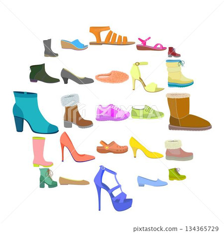 Shoes icon set, flat style Shoes icon set, flat style 134365729