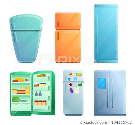 Fridge icons set, cartoon style 134365762