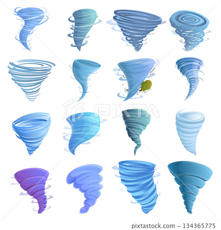Tornado icons set, cartoon style 134365775