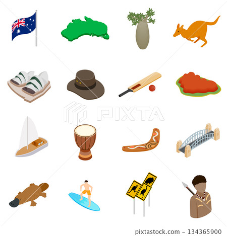 Australia isometric 3d icons 134365900