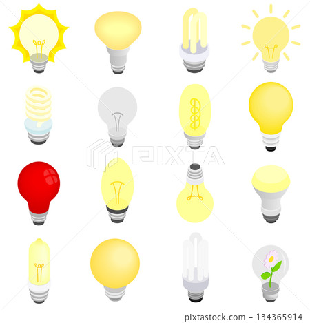 Light bulbs icons, isometric 3d style Light bulbs icons, isometric 3d style 134365914