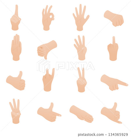 Hand set in isometric 3d style Hand set in isometric 3d style 134365929