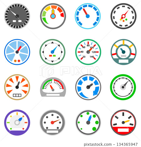Speedometer icons set, simple style Speedometer icons set, simple style 134365947