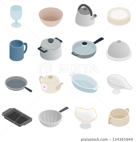 Pastry set icons, isometric 3d style 134365949