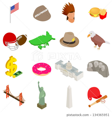 Usa icons set, isometric 3d style 134365951