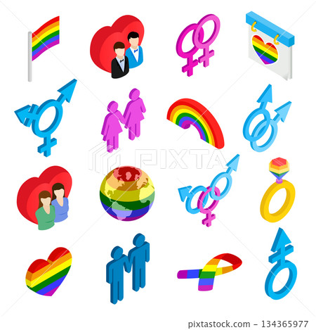 Gay pride isometric 3d icons Gay pride isometric 3d icons 134365977