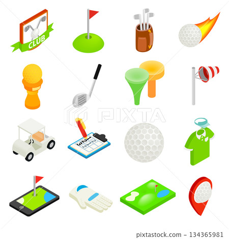Golf isometric 3d icon set 134365981