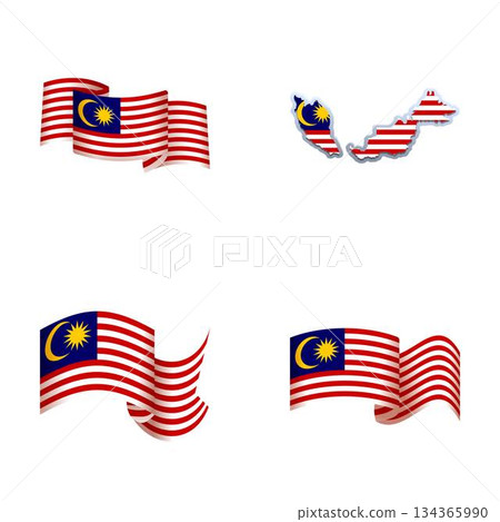 Malaysia flag collection vector illustrations 134365990