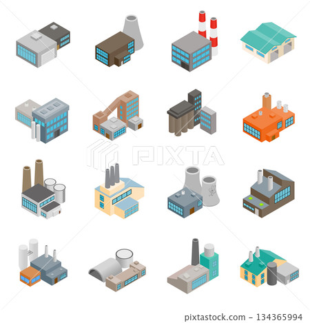 Industrial building factory icons 134365994