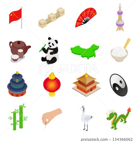 China isometric 3d icons 134366002
