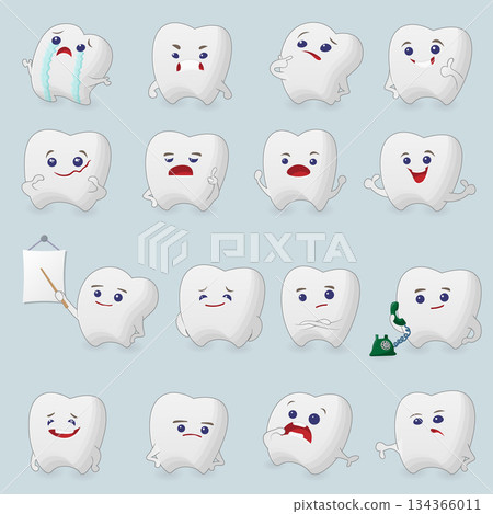 Teeth cartoons set 134366011