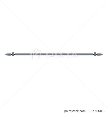 Long metal rod with hexagonal nuts connecting to threaded rods on white background Long metal rod with hexagonal nuts connecting to threaded rods on white background 134366019
