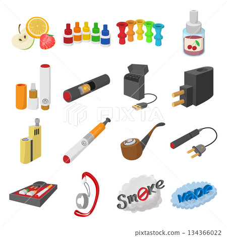 Electronic cigarettes icons cartoon Electronic cigarettes icons cartoon 134366022