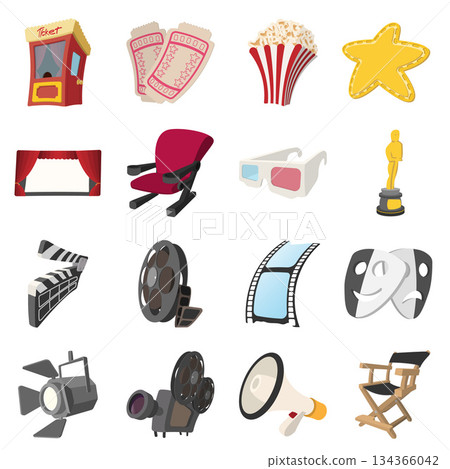 Cinema cartoon icons set 134366042