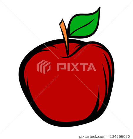 Red apple with green leaf showing freshness and health Red apple with green leaf showing freshness and health 134366050