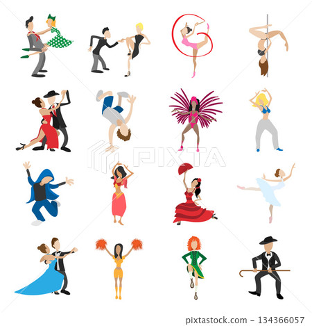 Dances cartoon icons set 134366057