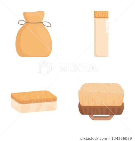 Cartoon bread loaf and sack set 134366059