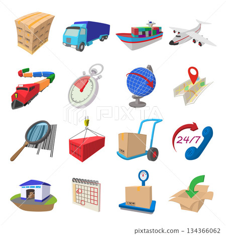 Logistics cartoon icons 134366062