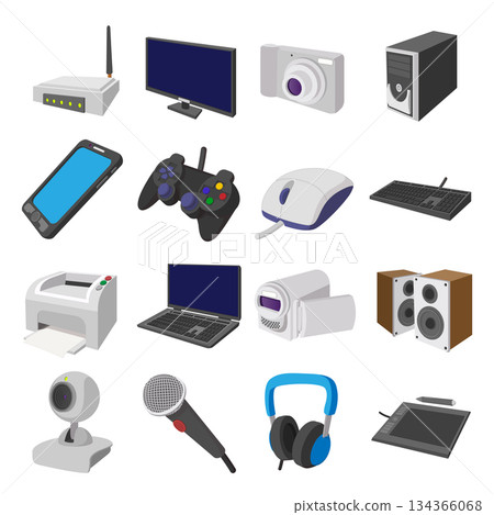 Technology and devices cartoon icons set Technology and devices cartoon icons set 134366068