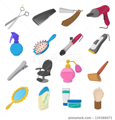 Barber shop cartoon icons Barber shop cartoon icons 134366071