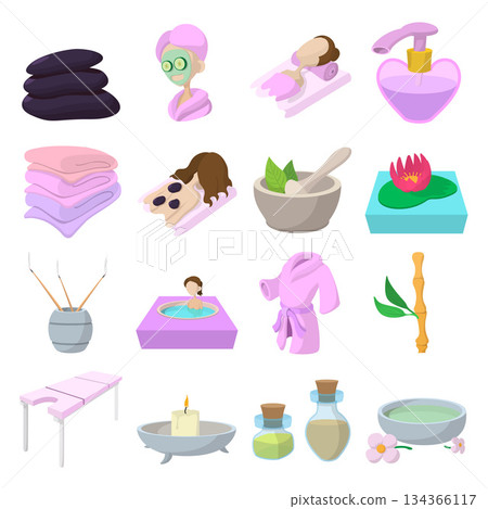 Spa cartoon icons set 134366117