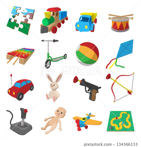 Toys cartoon icons set 134366133